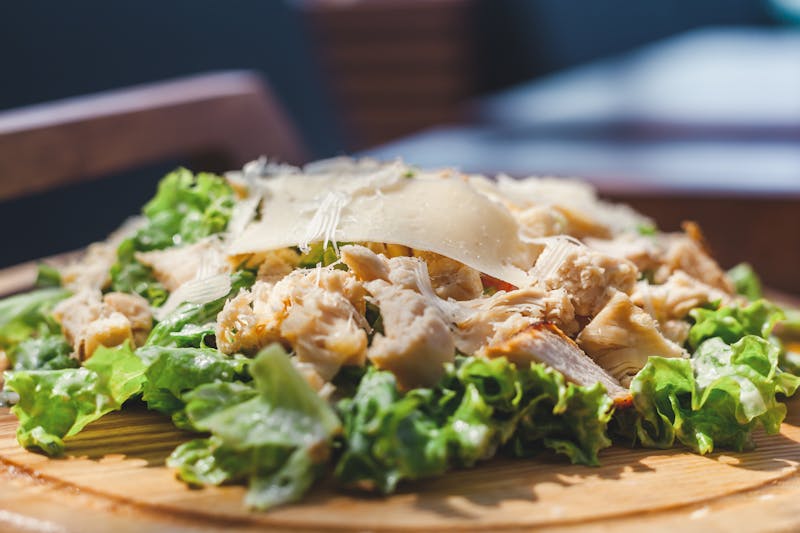 Classic Caesar salad with romaine, croutons and Parmesan