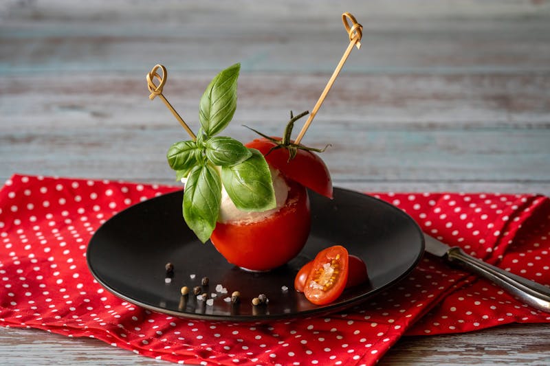 Fresh Caprese salad with heirloom tomatoes and fresh mozzarella