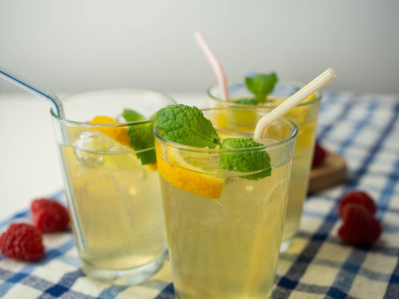 Fresh squeezed house lemonade with mint garnish