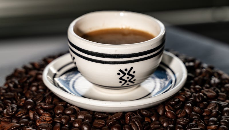 Artisan Italian espresso coffee served with biscotti